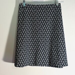 Margaret M Black and White Anchor Print Pencil Skirt